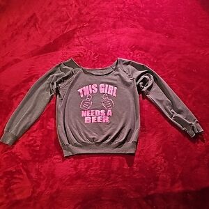 Woman's Grey Graphic Long Sleeve Top size L
